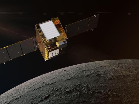 NASA&#039;s Lunar Trailblazer in Orbit Around the Moon (Artist&#039;s Concept)