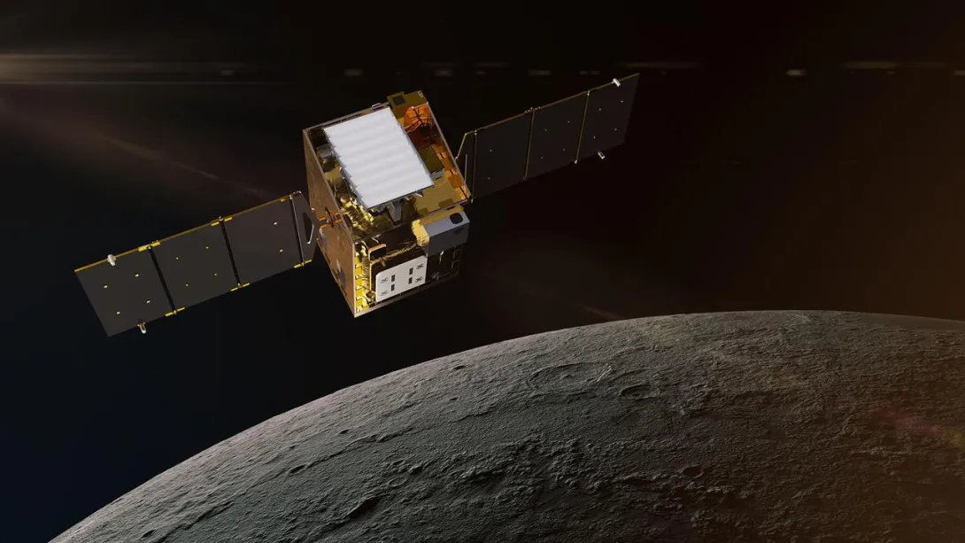 NASA&#039;s Lunar Trailblazer in Orbit Around the Moon (Artist&#039;s Concept)